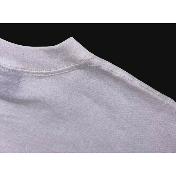 Vintage Tee 90s WHITE BLANK POCKET T-shirt All Cotton Made In USA Medium Blank - Picture 10 of 12
